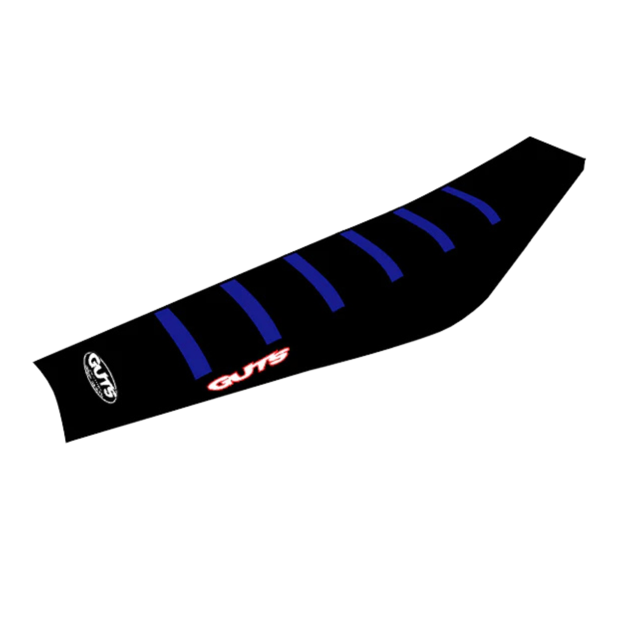 Black Guts Racing Seat Cover with YZ Blue ribs with GUTS logo on rear and side