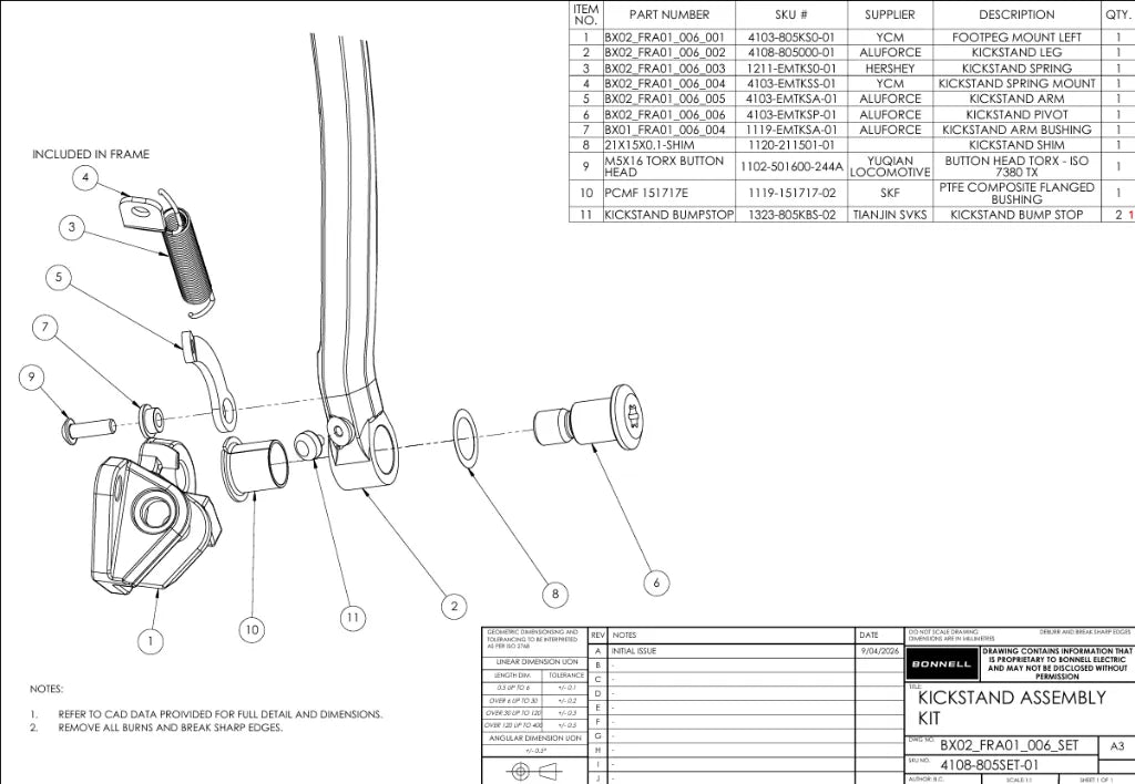 Bonnell 805 Kickstand Set